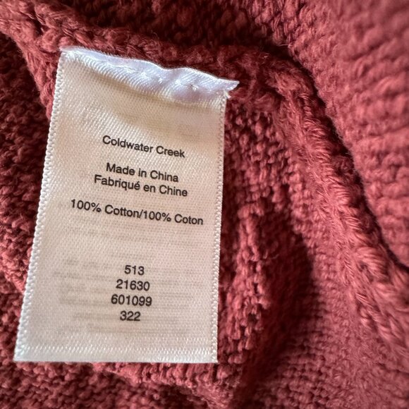 Coldwater Creek 100% Slub Cotton Rose Short Sleeve Sweater, size XL - Picture 8 of 9